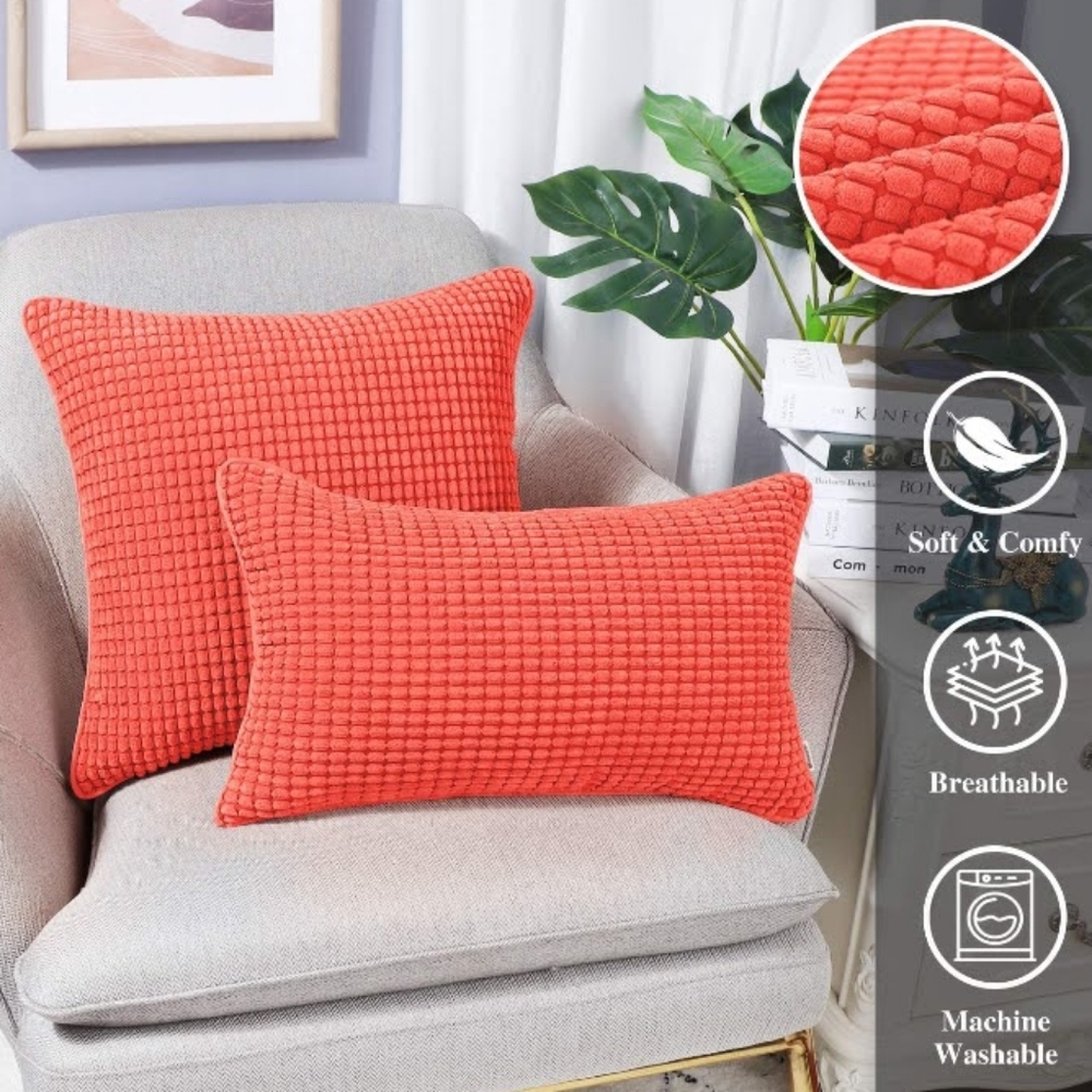 Coral Textured Pillow Covers - Picture 3 of 5